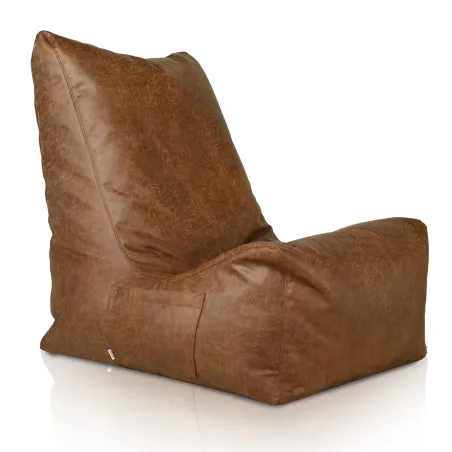 Fotel Sako Distinto XXL z naturalnej skóry premium, elegancki puf skórzany