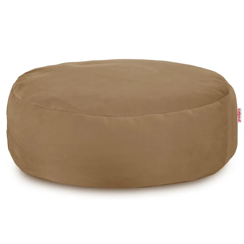 Okrąły podnóżek z weluru Soft, idealny do relaksu w salonie
