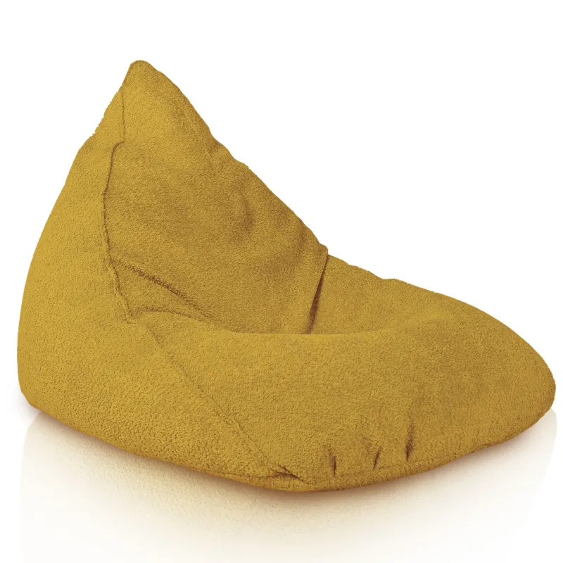 Ecru pufa Bermuda XL, stylowe siedzisko z tkaniny boucle, idealna do salonu