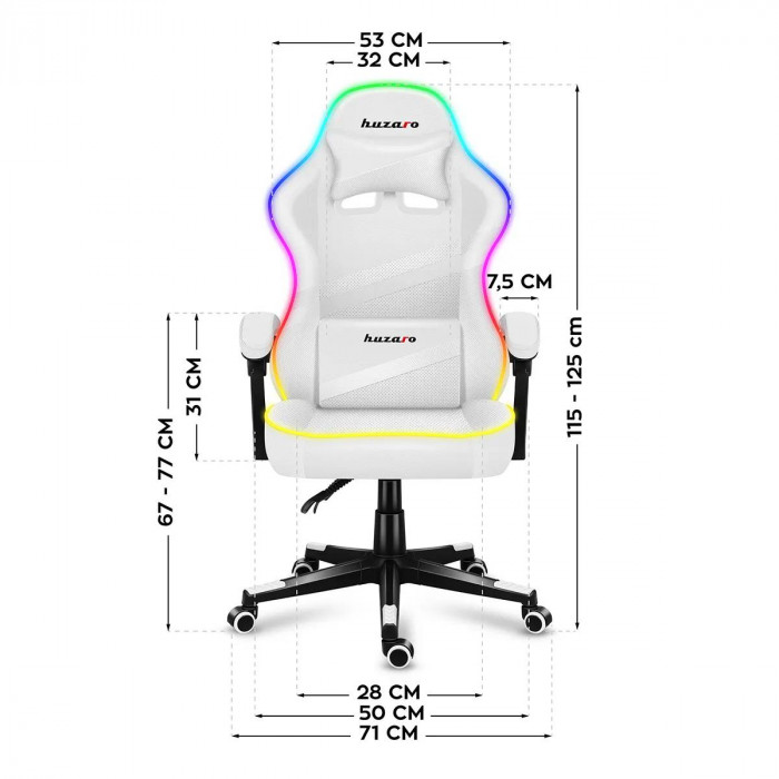 Wymiary fotela Huzaro Force 4.4 RGB White