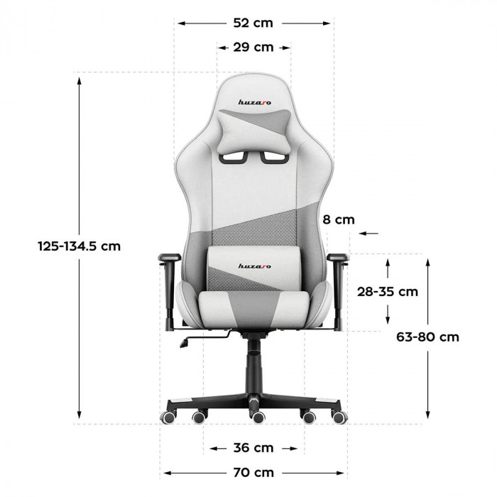 Wymiary fotela Huzaro Force 6.2 white mesh