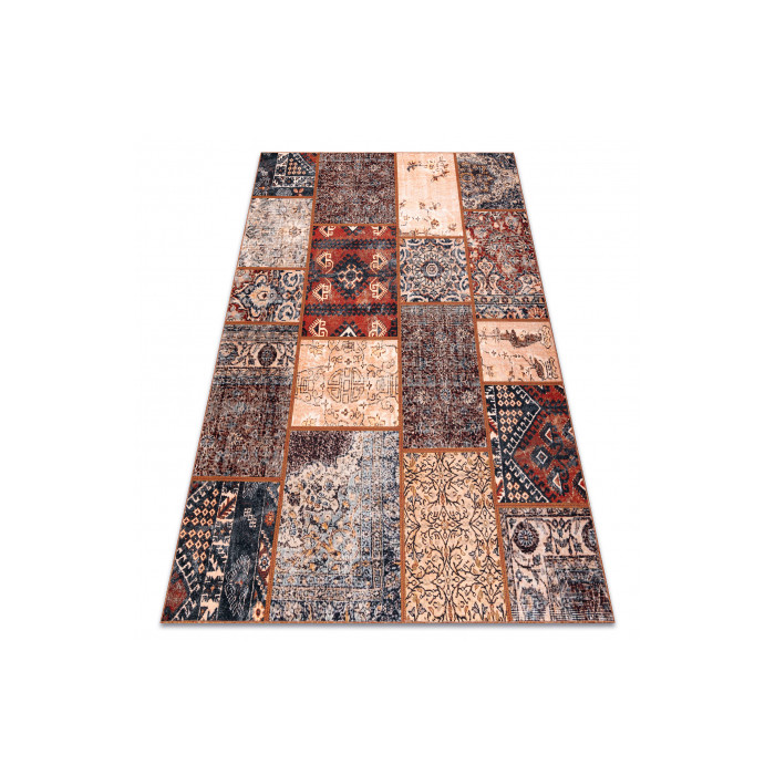 Dywan ANTIKA ancient rust, nowoczesny patchwork, grecki do prania - terakota