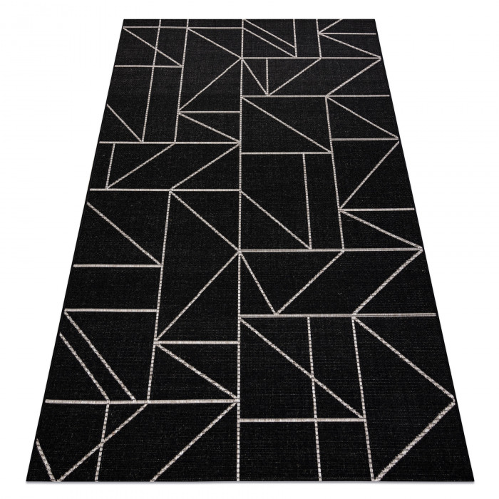 DYWAN SZNURKOWY SIZAL FLOORLUX 20605 black / silver TRÓJKĄTY, GEOMETRYCZNY