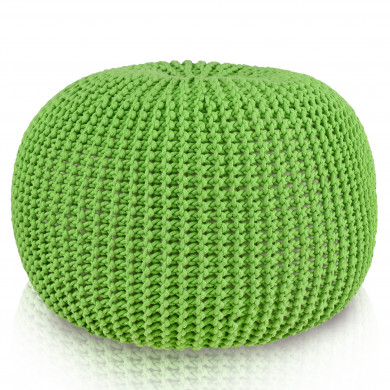 KnitPouf Cotton Lime - Okrągła Pufa Dziergana
