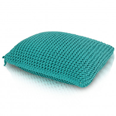CottonKnit Deco Cushion – Turquoise – poduszka dziergana prostokątna z bawełnianego sznurka