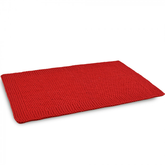 Dywan "Ruby Knit" – prostokątny, dziergany, ręcznie robiony ze sznurka bawełnianego 115×75 cm