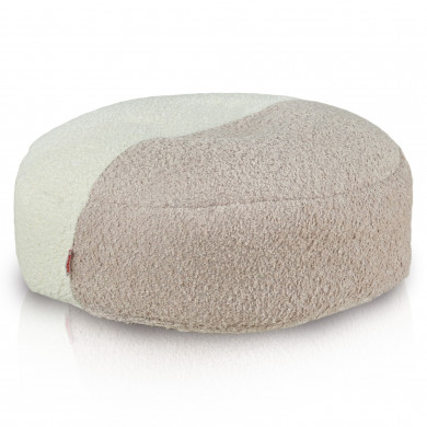 Podnóżek Bouclé Pastel Duo – okrągły, biało-pudrowy, elegancki i miękki
