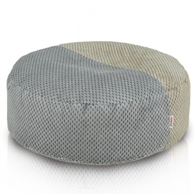 Podnóżek Duo Velvet Dots – okrągły patchwork z beżowo-szarego weluru strukturalnego DOT