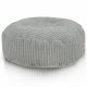 Podnóżek Velvet Stripe Mono – okrągły, szary welur w prążki
