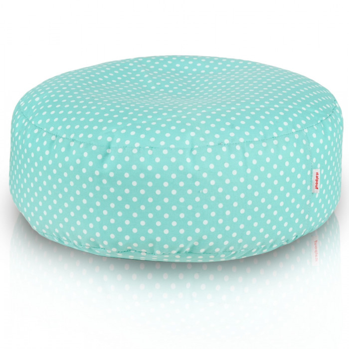Podnóżek Pastel Dots – miękki, dzianinowy, turkusowy w groszki