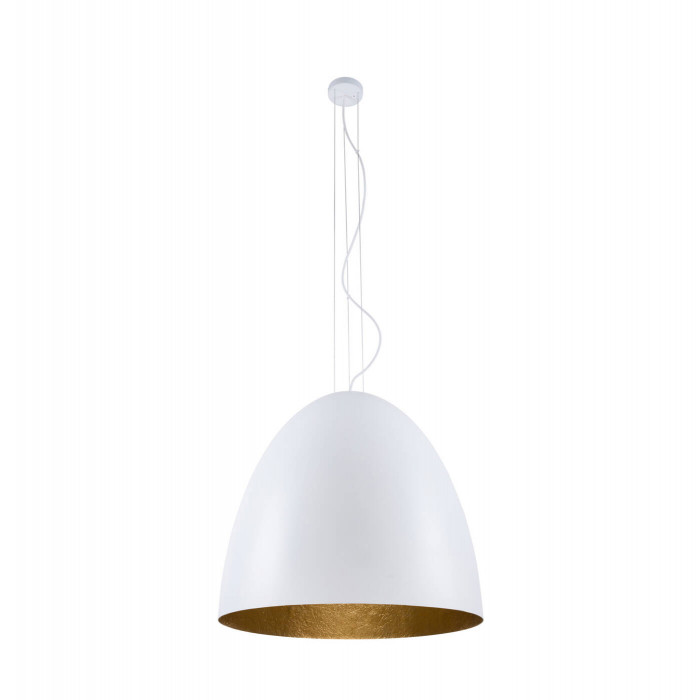 Lampa wisząca tuba nad stół EGG XL biały/złoty śr. 75cm 9025