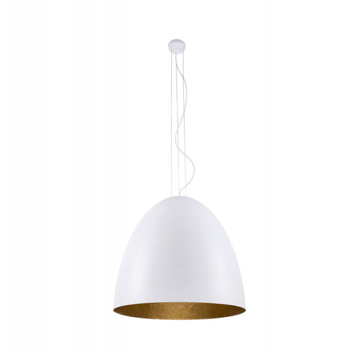 Lampa wisząca tuba nad stół EGG L biały/złoty śr. 55cm 9023