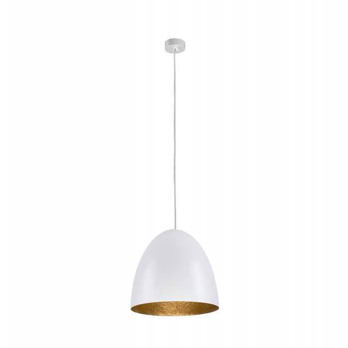 Lampa wisząca tuba nad stół EGG M biały/złoty śr. 39cm 9021