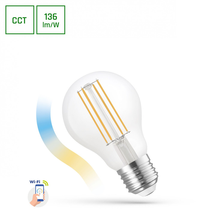 Żarówka LED E27 filament wi-fi GLS COG CLEAR 5W dimm | ściemnialna
