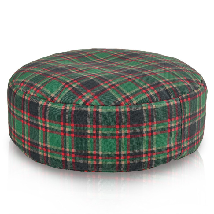 Czerwona Krata Retro podnóżek puf