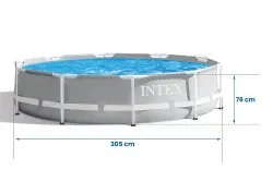 Basen stelażowy 305 x 76 cm z akcesoriami 6w1 INTEX 26700, doskonały do letniej zabawy w ogrodzie