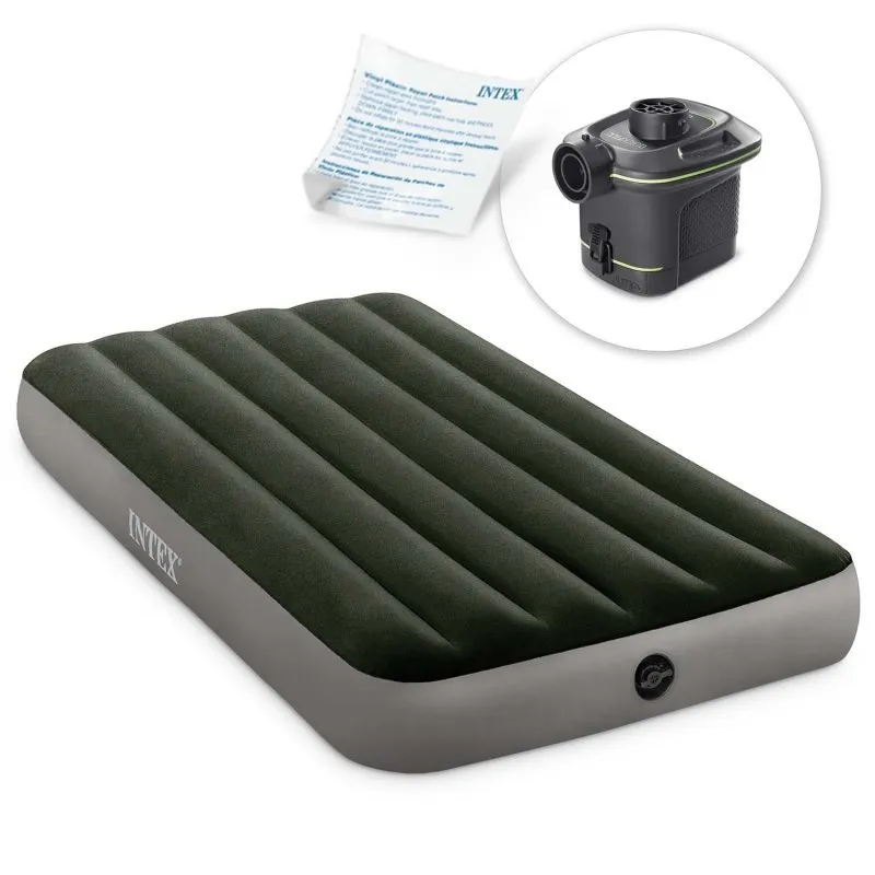 Wygodny materac dmuchany w kolorze niebieskim do użytku zewnętrznego