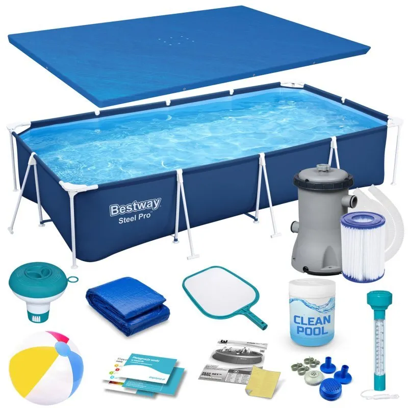 Duży basen ogrodowy 400 x 211 x 81 cm, stylowy i funkcjonalny, 15w1 Bestway 56405N