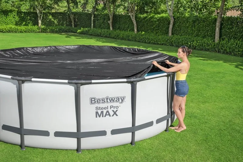 Pokrywa do basenu 457 cm, doskonała do ochrony basenów stelażowych w sezonie letnim