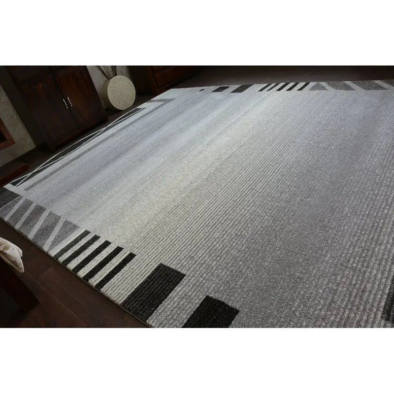 Srebrny dywan SHADOW 8597, stylowy dodatek do wnętrz