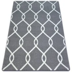 Dywan SKETCH - F934 szaro/kremowy trellis, nowoczesny dywan do salonu
