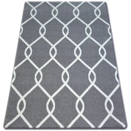 Dywan SKETCH - F934 szaro/kremowy trellis, nowoczesny dywan do salonu