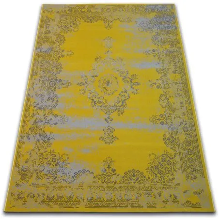 Dywan Vintage Rozeta 22206/025 w żółtym kolorze, klasyczny dywan z unikalnym wzorem