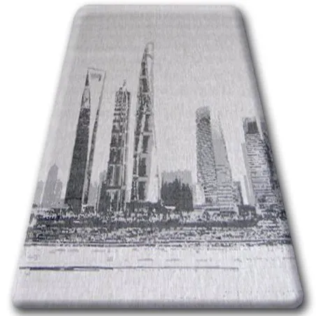 Dywan sizalowy FLOORLUX 20240 w srebrnym i czarnym kolorze, materiał naturalny