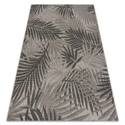 Dywan sizalowy FLOORLUX 20504 w srebrne i czarne liście, naturalny materiał
