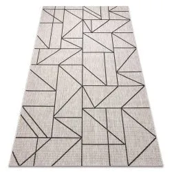 Dywan sizalowy FLOORLUX 20605 srebrny, czarny i beżowy, geometryczny wzór