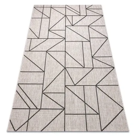 Dywan sizalowy FLOORLUX 20605 srebrny, czarny i beżowy, geometryczny wzór