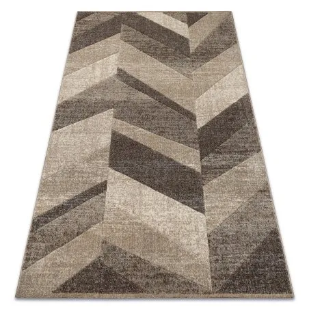 Dywan w jodełkę w odcieniach beżu, brązu i kremu, nowoczesny design