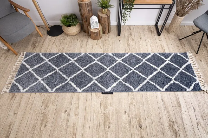 Dywan do salonu i kuchni BERBER CROSS szary, stylowy dodatek do wnętrz