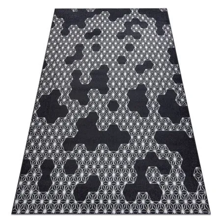 Dywan HEOS 78547 w kolorze antracytowym i kremowym, nowoczesny dywan HEXAGON