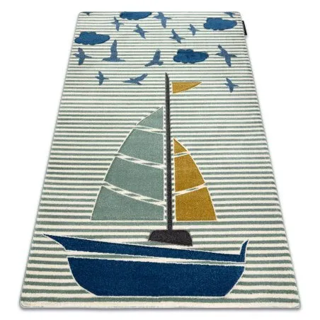 Dywan PETIT SAIL w kształcie łódki, zielony, nowoczesny dywan dziecięcy