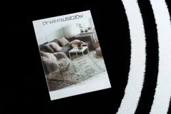 Czarny dywan HAMPTON w okrągłym kształcie, elegancki dodatek do salonu