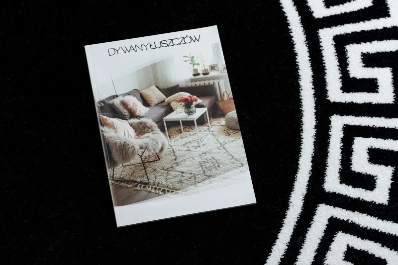 Okrągły dywan HAMPTON Grecos w kolorze czarnym, stylowy dodatek do wnętrza