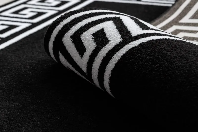 Nowoczesny dywan do sypialni lub salonu, czarny okrągły HAMPTON Grecos