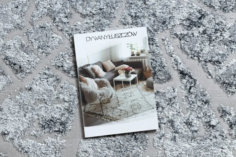 Szary dywan MEFE 6185 w nowoczesnym stylu z motywem drzewa