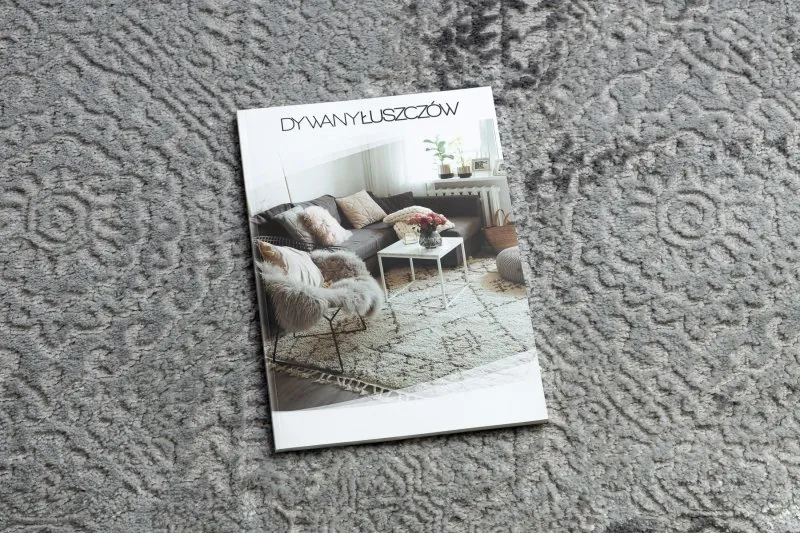 Strukturalny dywan MEFE, dwa poziomy runa, elegancki szary kolor