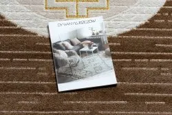 Nowoczesny dywan MEFE 9096 w odcieniach beżu i brązu, stylowy grecki klucz