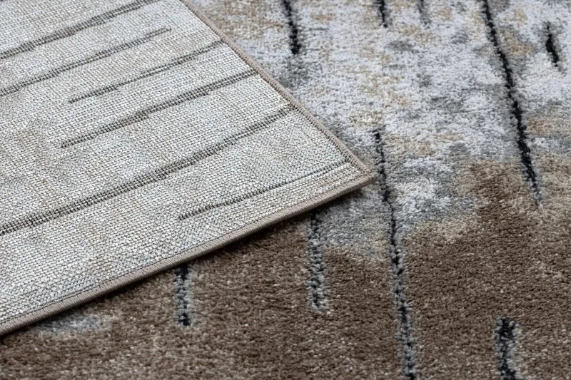 Dywan COZY 8876 Rio o strukturze z dwóch poziomów, miękki brązowy materiał