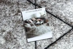 Brązowy dywan COZY 8872 w kształcie koła, nowoczesny styl z trójkątnym wzorem