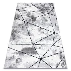 Dywan nowoczesny COZY Polygons, geometryczny, szary, strukturalny, dwa poziomy runa