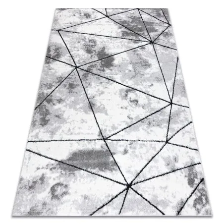 Dywan nowoczesny COZY Polygons, geometryczny, szary, strukturalny, dwa poziomy runa