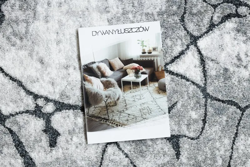 Ciemnoszary biegacz COZY 8873 Cracks, nowoczesny styl, betonowy wzór
