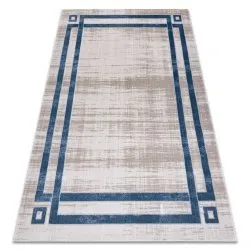 Dywan NOBLE nowoczesny  1539 68 Ramka vintage przecierany - Strukturalny, dwa poziomy runa krem / niebieski