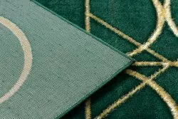 Dywan EMERALD o luksusowej fakturze, eleganckie koła w butelkowej zieleni i złotym wykończeniu