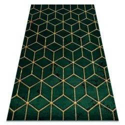 Ekskluzywny dywan EMERALD w butelkowej zieleni i złotych akcentach, styl glamour