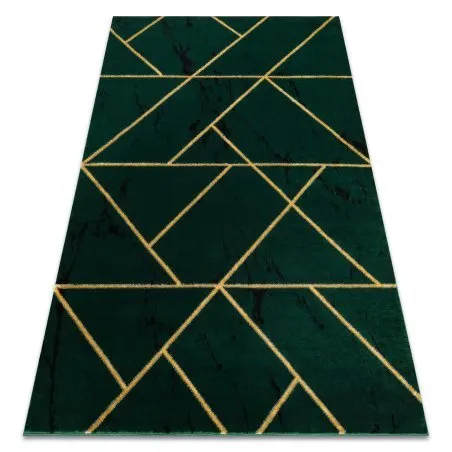 Ekskluzywny dywan EMERALD w butelkowej zieleni i złocie, styl geometryczny